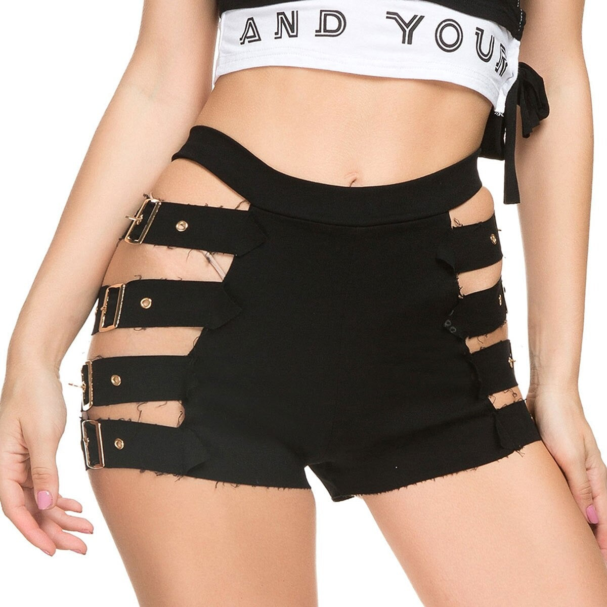 Sexy High Waist Denim Ripped Jeans Shorts / Mini Skinny Short Shorts in Black and White