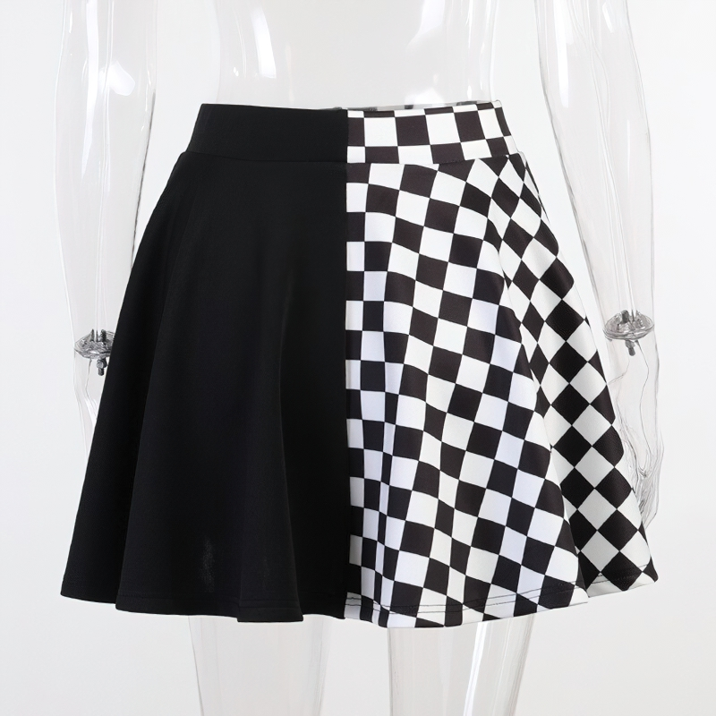 Sexy High Waist Mini Skirt With Plaid Pattern For Women / Aesthetic Summer Streetwear