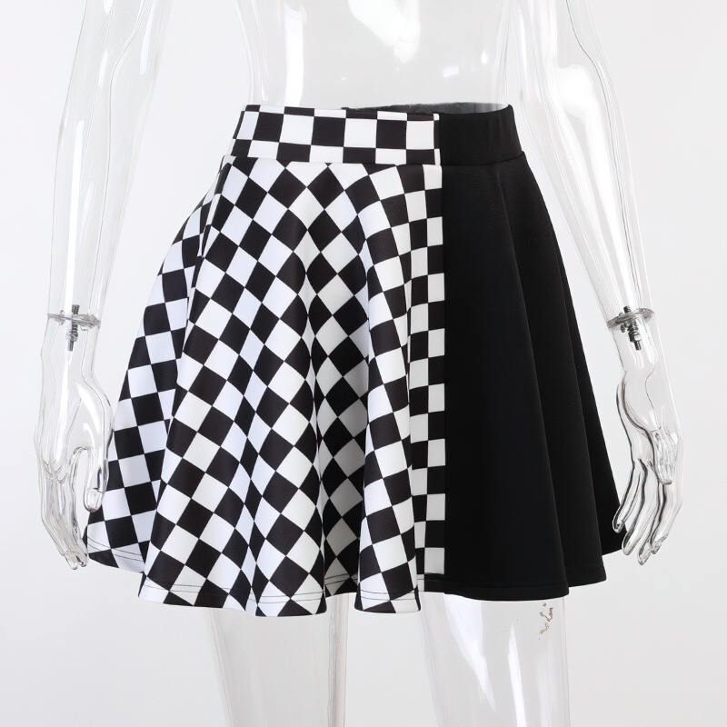 Sexy High Waist Mini Skirt With Plaid Pattern For Women / Aesthetic Summer Streetwear