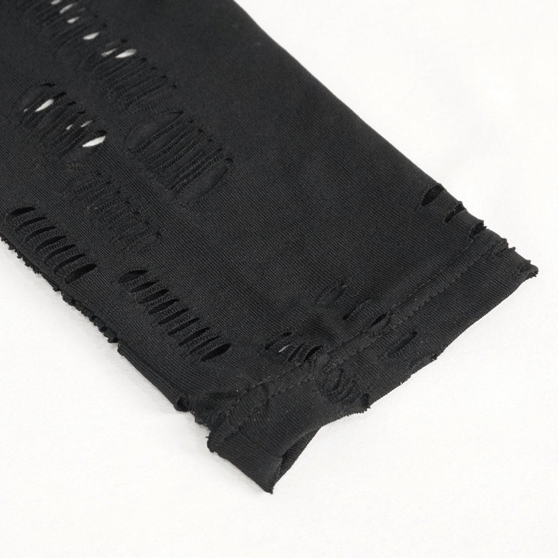 Sexy Hole Net Slim Leggings for Women / Elastic Leggings with Metal Studded Belt Accents on Thigh