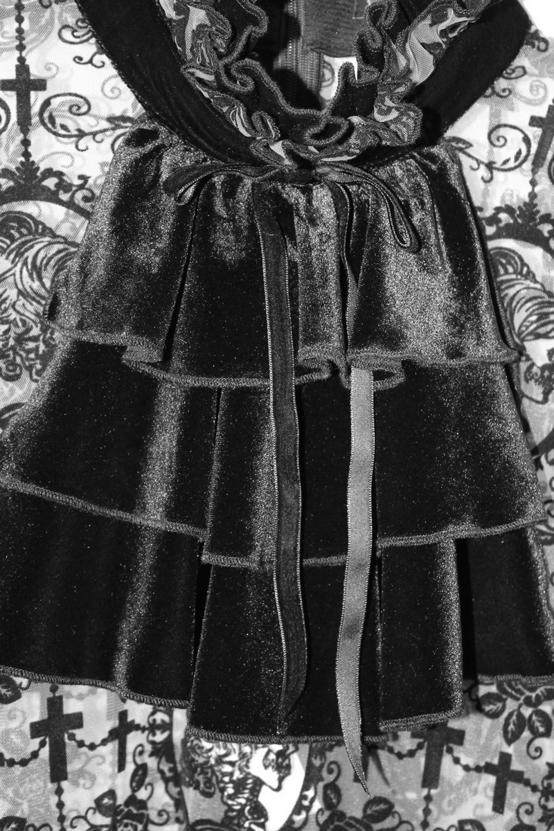 Sexy Irregular Lace Dress / Women's Elastic Dress With Long Sleeves in Gothic Style