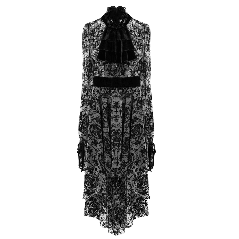 Sexy Irregular Lace Dress / Women's Elastic Dress With Long Sleeves in Gothic Style