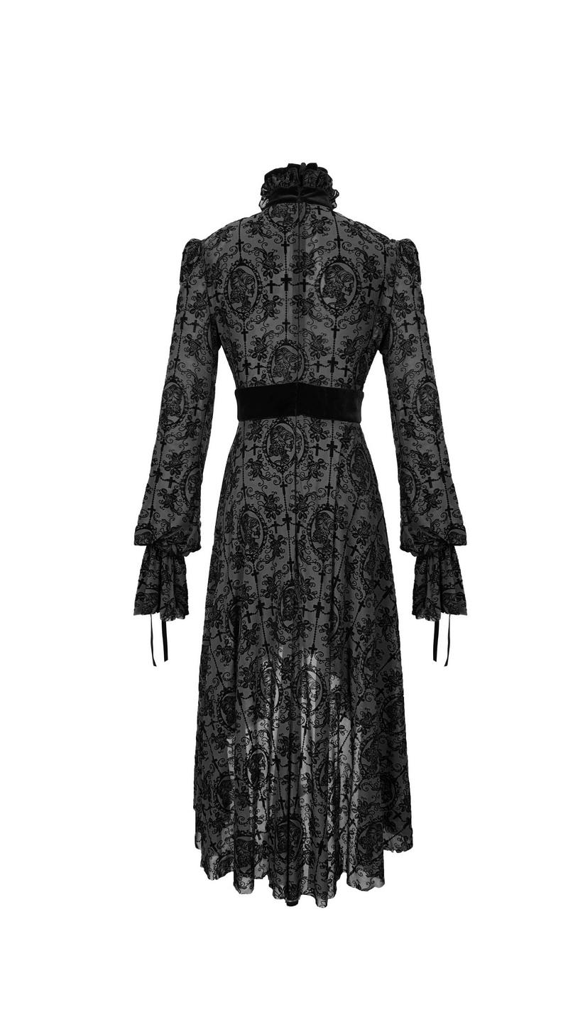 Sexy Irregular Lace Dress / Women's Elastic Dress With Long Sleeves in Gothic Style