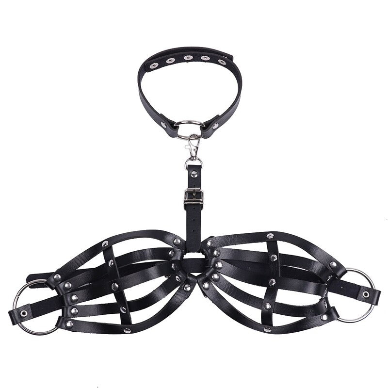 Sexy Leather Bra Harness / Bra Garter Body Cage Straps Belts For Women / Erotic Waistband Bondage