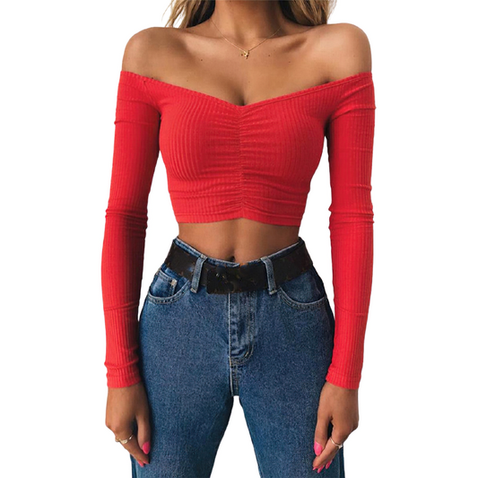 CLEARANCE / Sexy Long Sleeve Crop Top in Rave Outfits / Women's Black