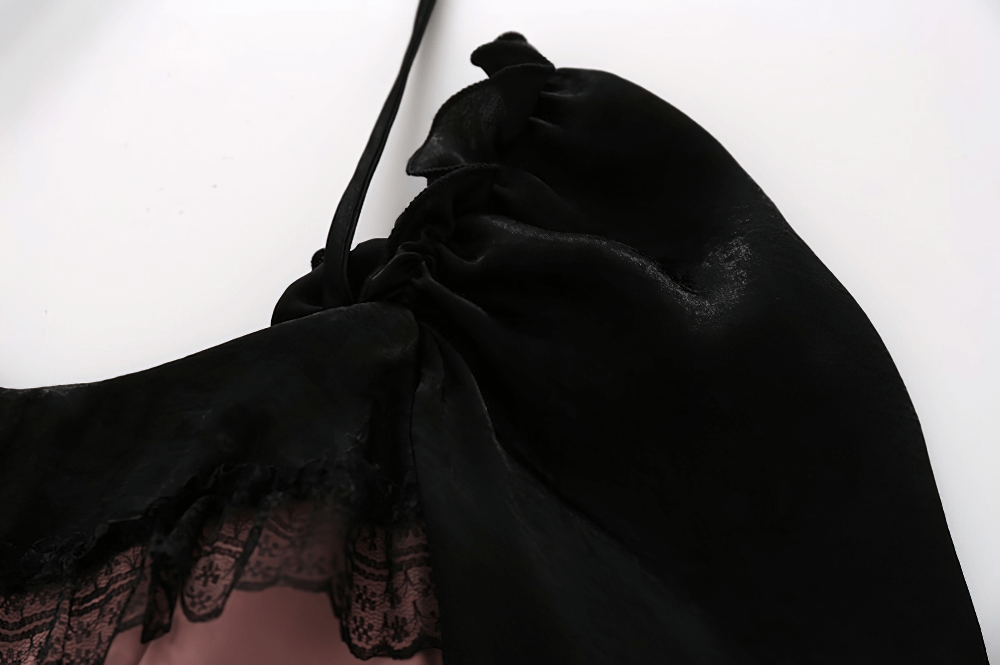 Sexy Long Sleeves Pink Mesh Dress / Gothic Women's Open Shoulders Mini Dress