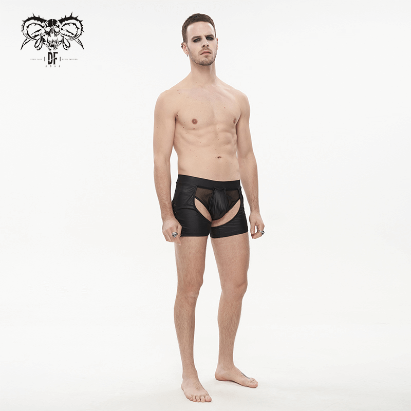 Sexy Men's See-Through Underwear with Side Lace Up / Alternative Black Elastic Waistband Underwears