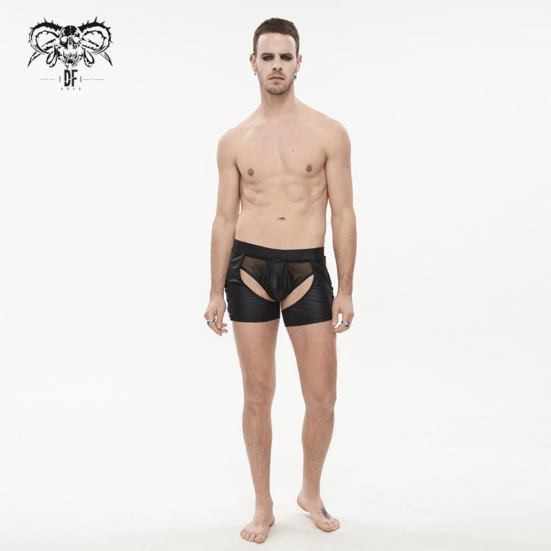 Sexy Men's See-Through Underwear with Side Lace Up / Alternative Black Elastic Waistband Underwears