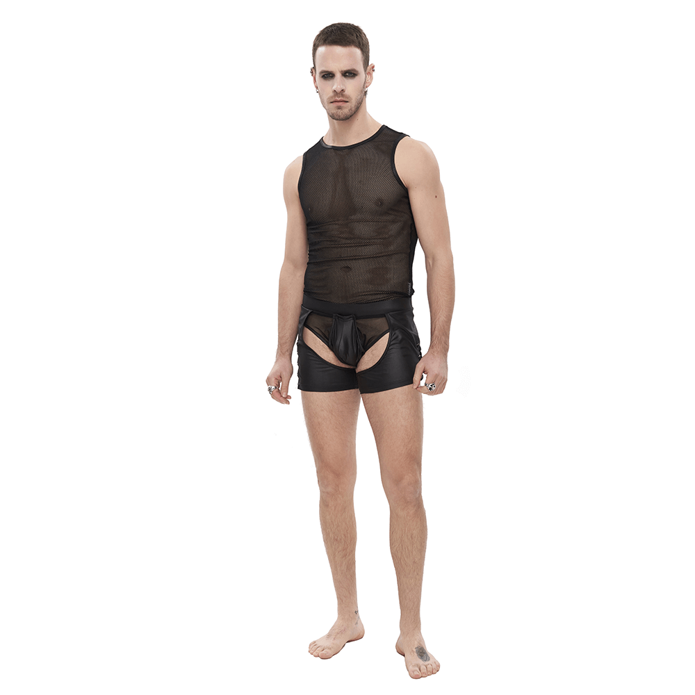 Sexy Men's See-Through Underwear with Side Lace Up / Alternative Black Elastic Waistband Underwears