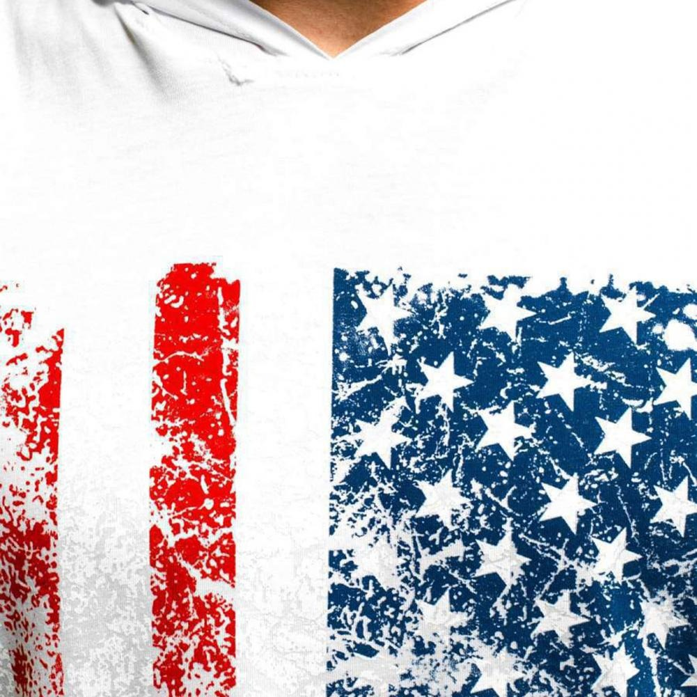 CLEARANCE / Sexy Men's clothing Sleeveless with American Flag Print / Casual Summer Tank Top with Hoodie