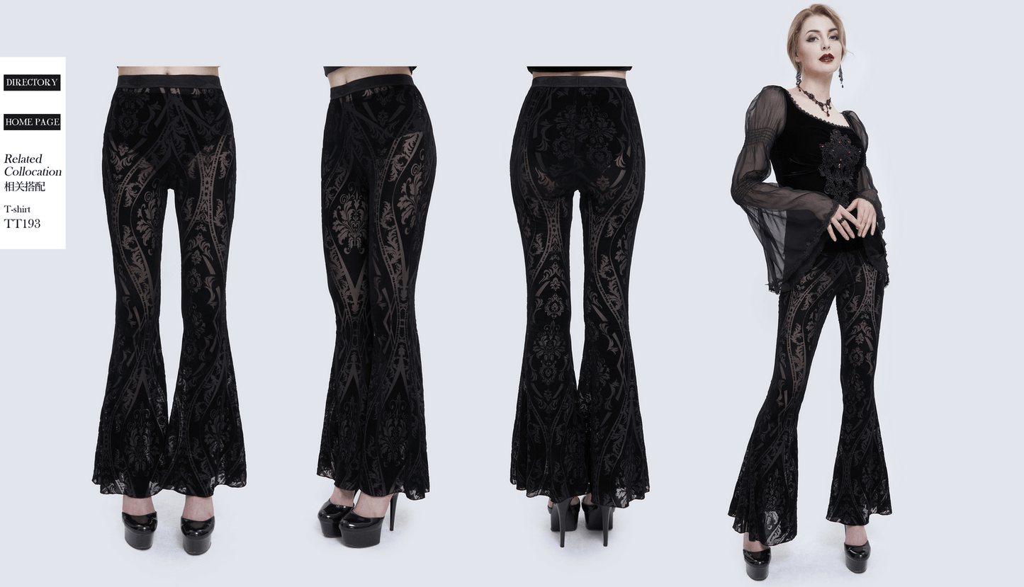 Sexy Pattern Flared Pants in Gothic Style / Fashion Black Slim fit Pants For Women