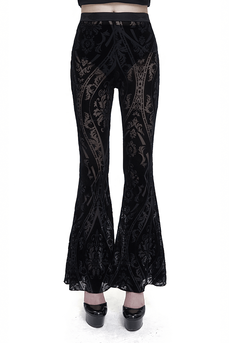 Sexy Pattern Flared Pants in Gothic Style / Fashion Black Slim fit Pants For Women