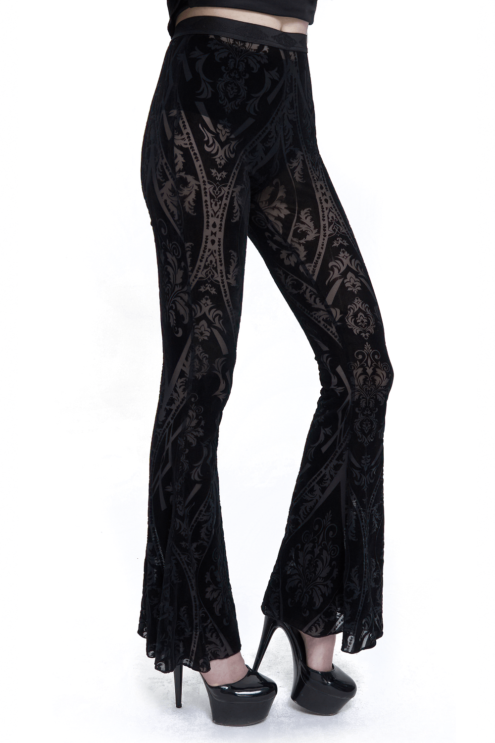 Sexy Pattern Flared Pants in Gothic Style / Fashion Black Slim fit Pants For Women