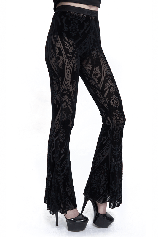Sexy Pattern Flared Pants in Gothic Style / Fashion Black Slim fit Pants For Women