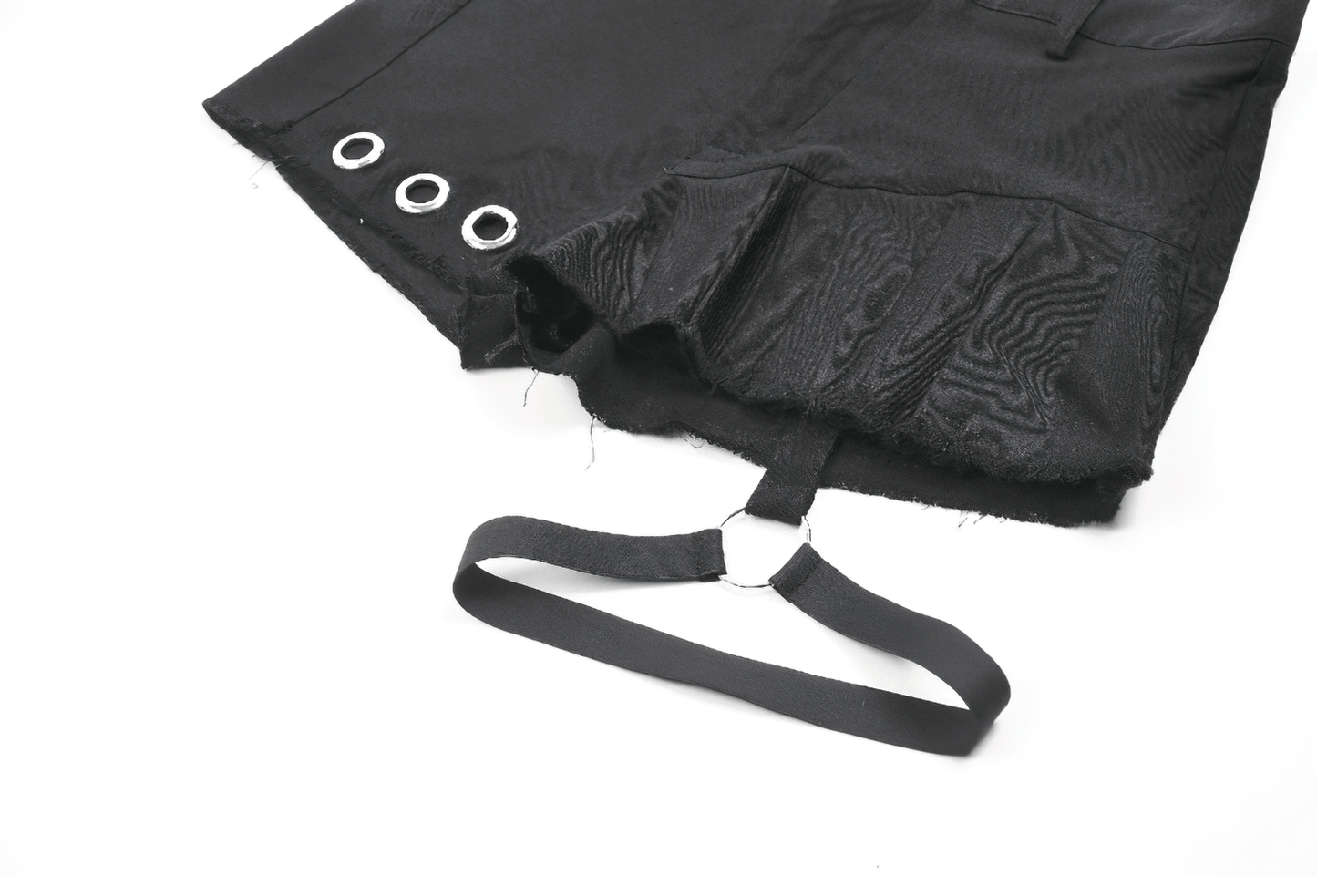 Sexy Pleated Shorts with O-Ring Strap and Eyelet Detail