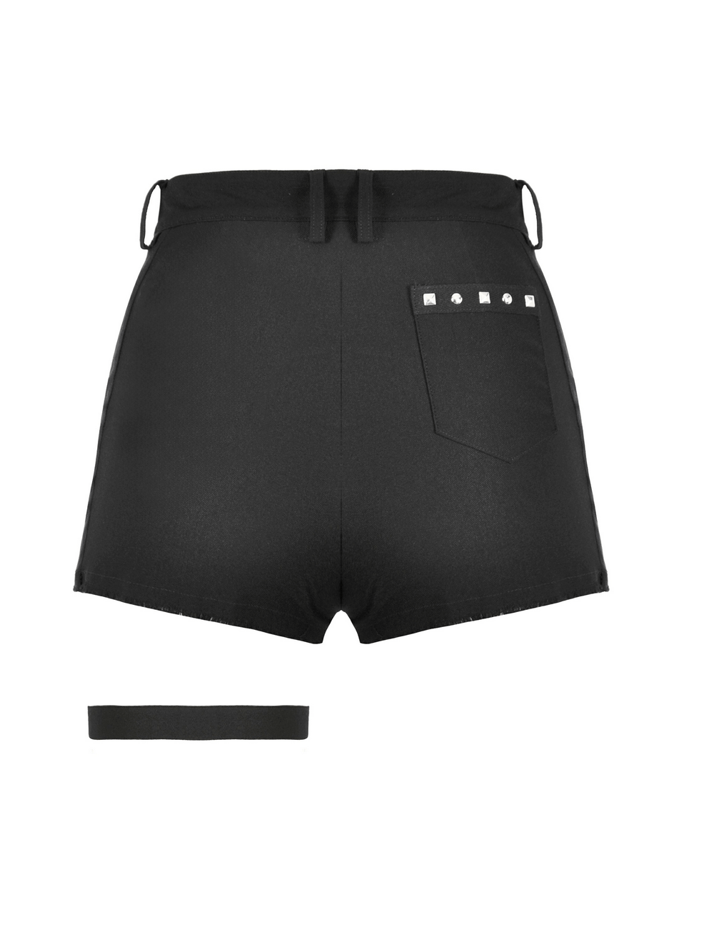Sexy Pleated Shorts with O-Ring Strap and Eyelet Detail
