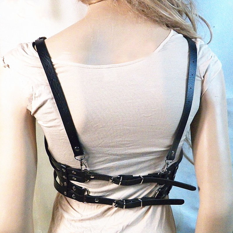 Sexy PU Leather Bra Belts Harness / Alternative Black Women's Intimate Harnes