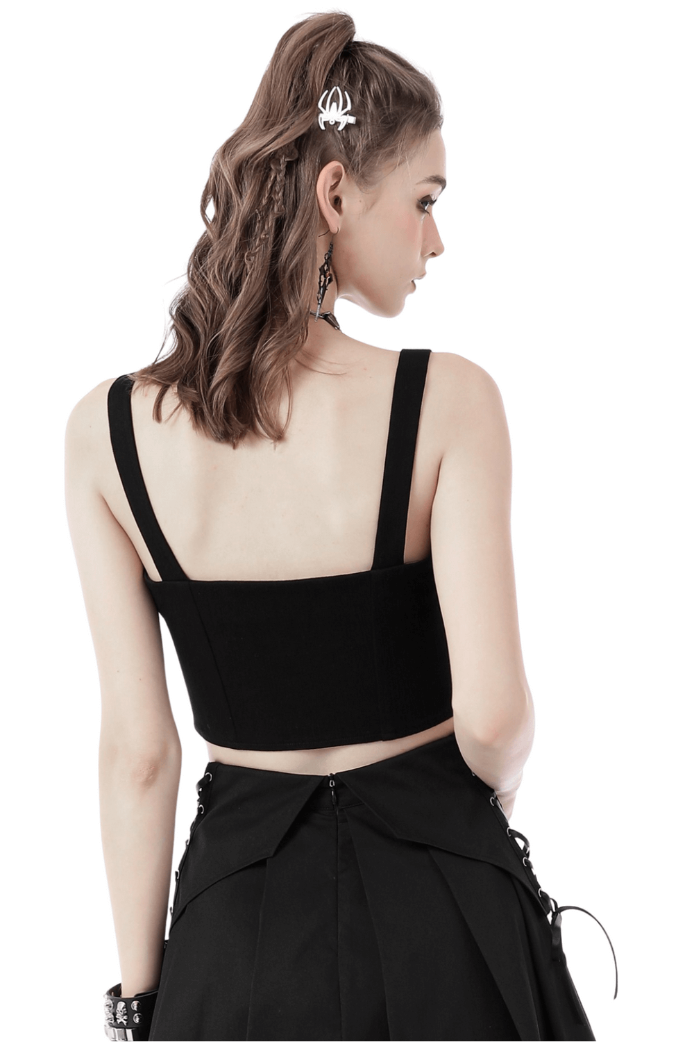 Sexy Punk Front Zip Cutout Crop Top for Women
