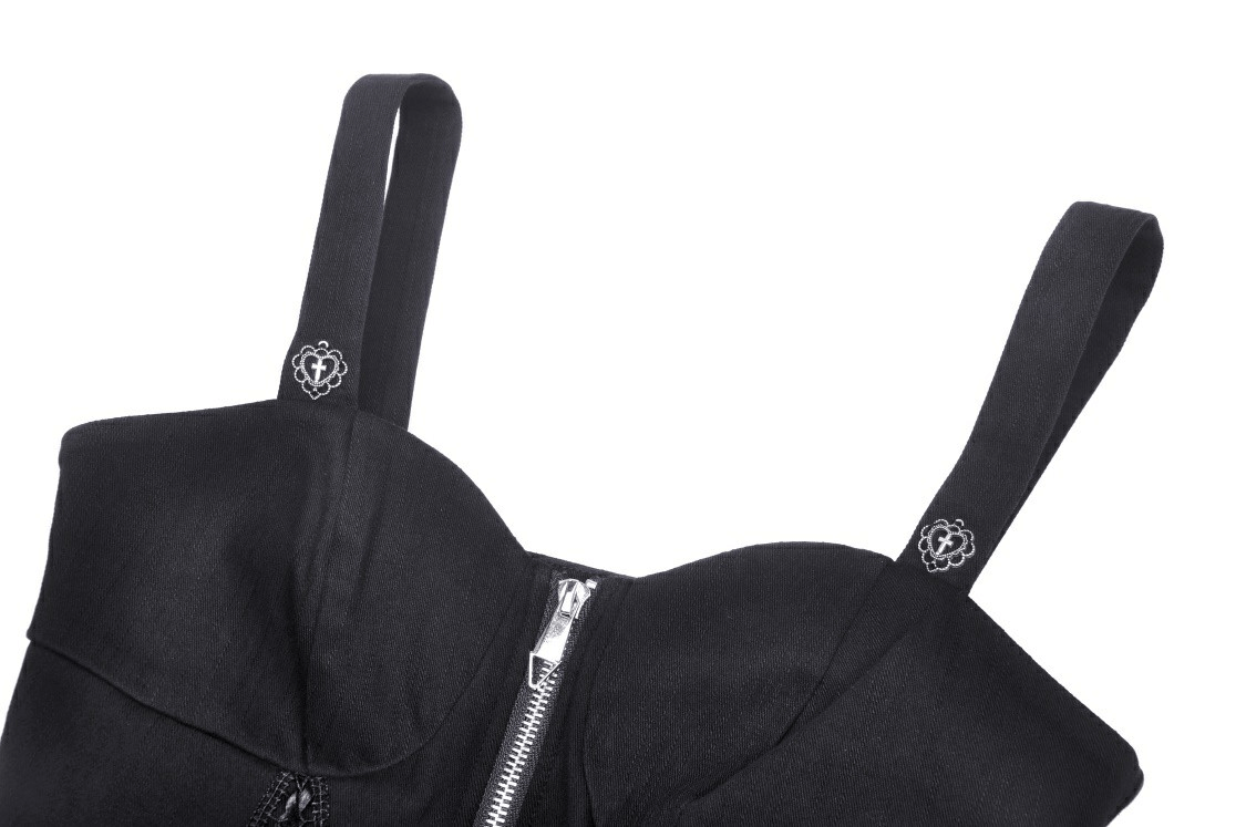 Sexy Punk Front Zip Cutout Crop Top for Women