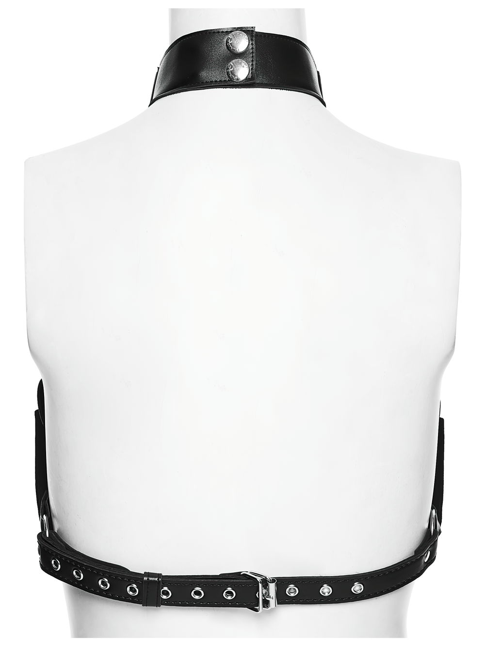 Sexy Punk Leather Bustier with Skull Studs and Chains