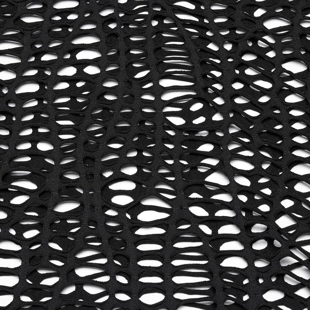 Sexy Punk Mesh Top with Deep-V Hollow Design