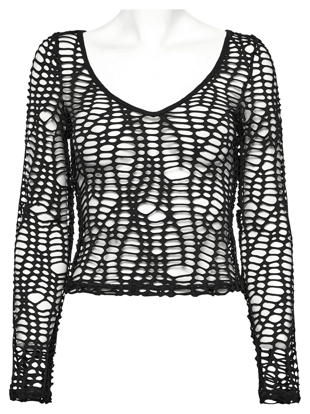 Sexy Punk Mesh Top with Deep-V Hollow Design