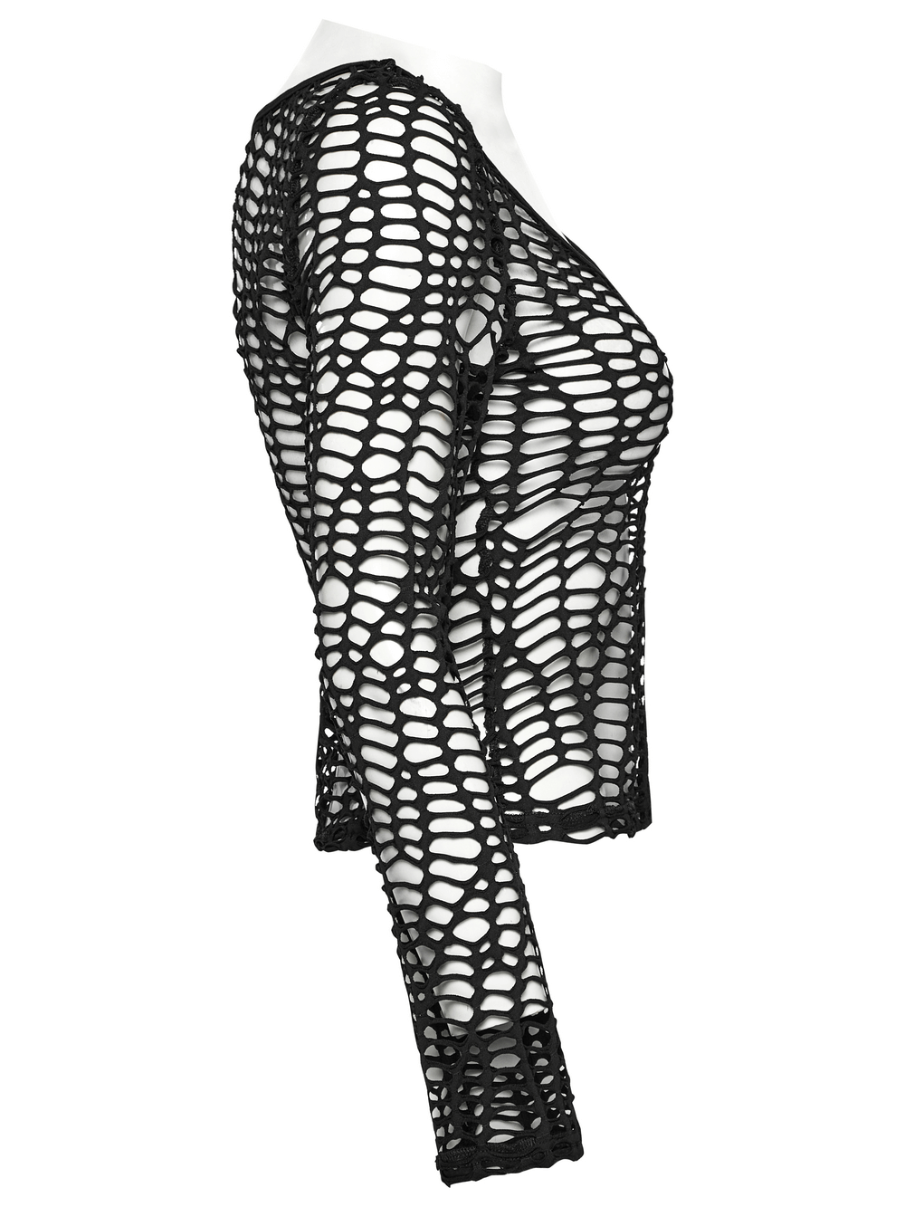 Sexy Punk Mesh Top with Deep-V Hollow Design