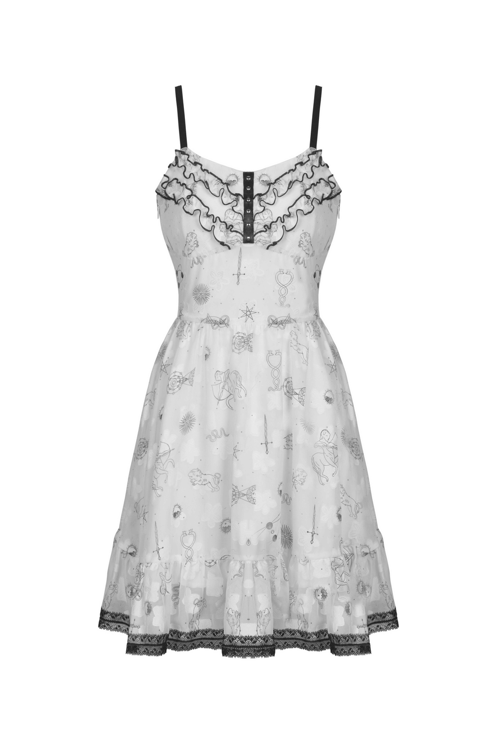 Sexy Punk Strap Dress with Lace Trim and Animal Print