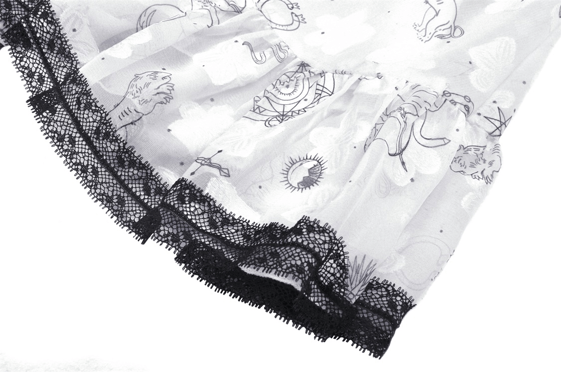 Sexy Punk Strap Dress with Lace Trim and Animal Print