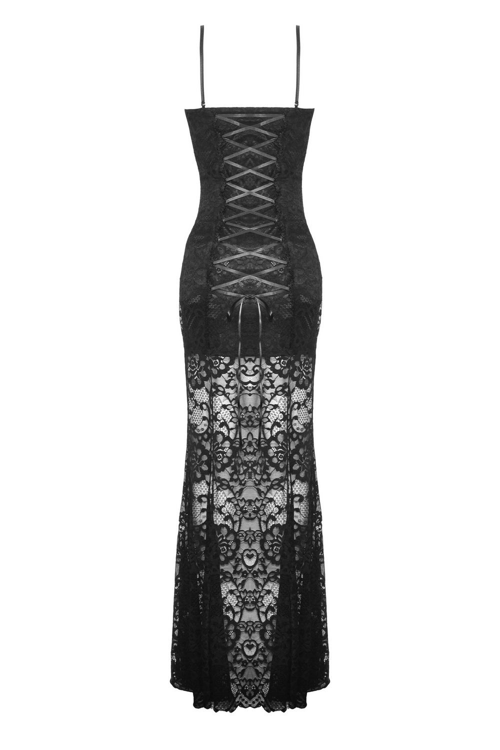 Sexy Sheer Black Lace Maxi Dress with Side Slit