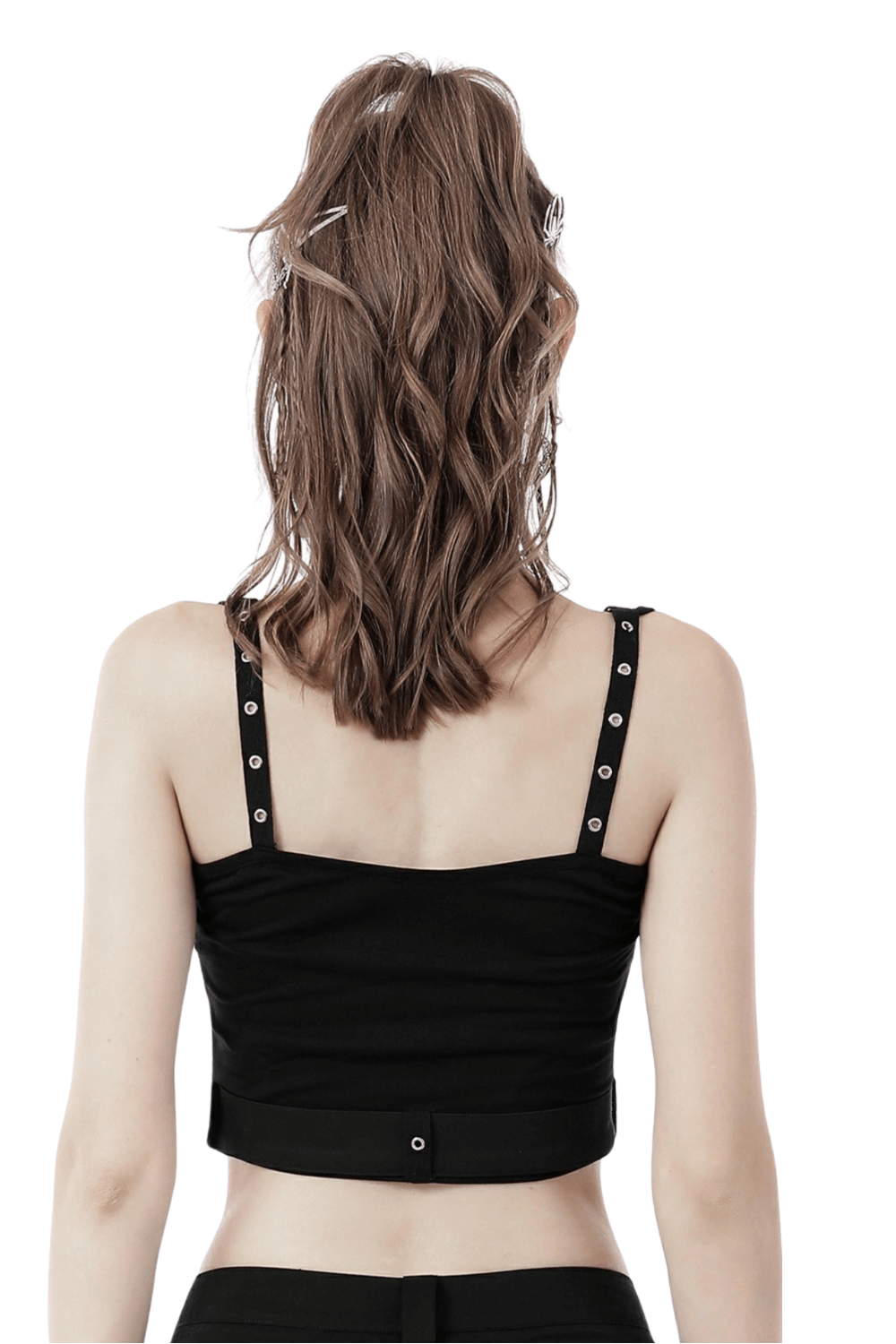 Sexy Skull Print Crop Top with Buckle for Women