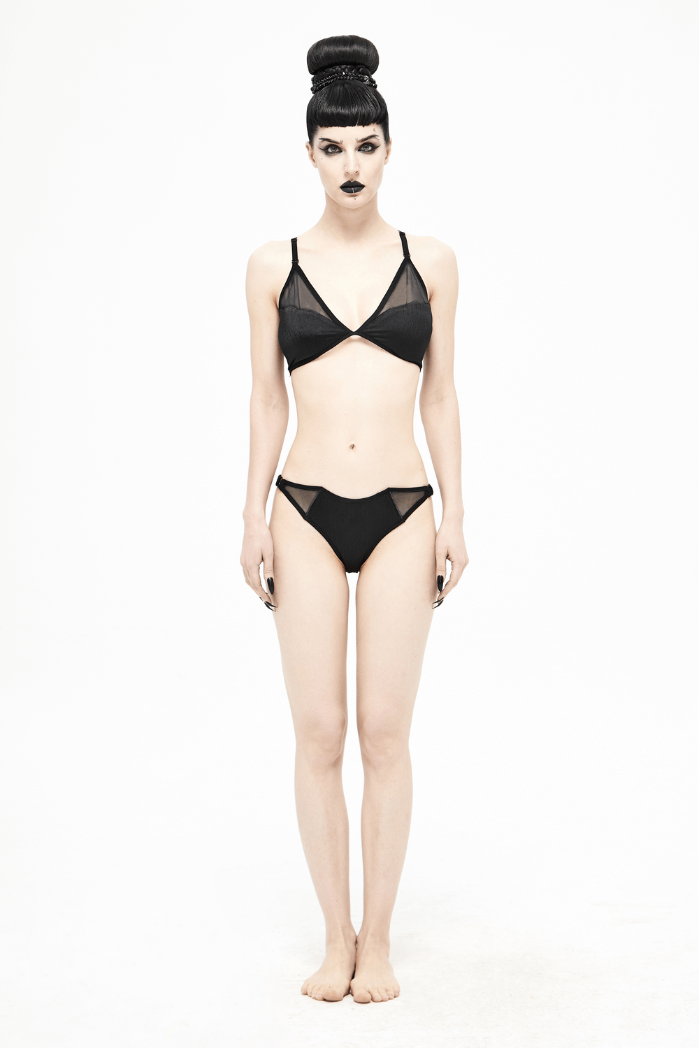 Sexy Two-Piece Swimsuit with Adjustable Crossed Back Straps / Women's Bat Shaped Front Bikini