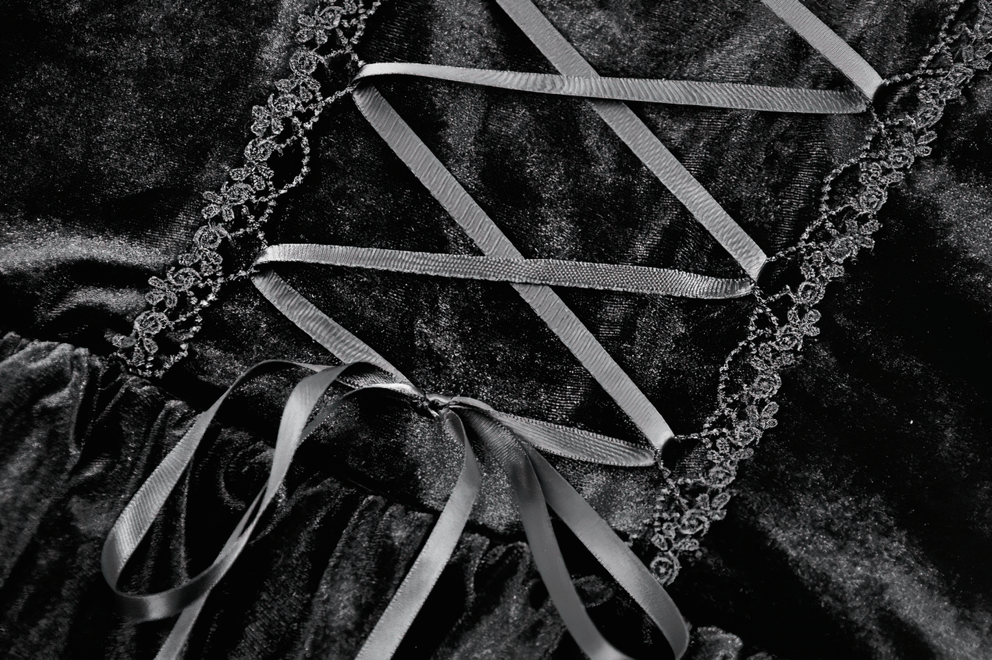 Sexy Velvet Lace Tiered Mini Dress with Corset and Ruffles