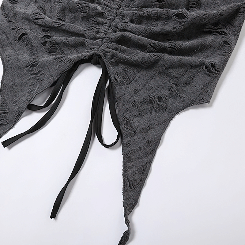 Sexy Women's Long Sleeves Gray Top / Cool Ladies Open Shoulders Crop Top