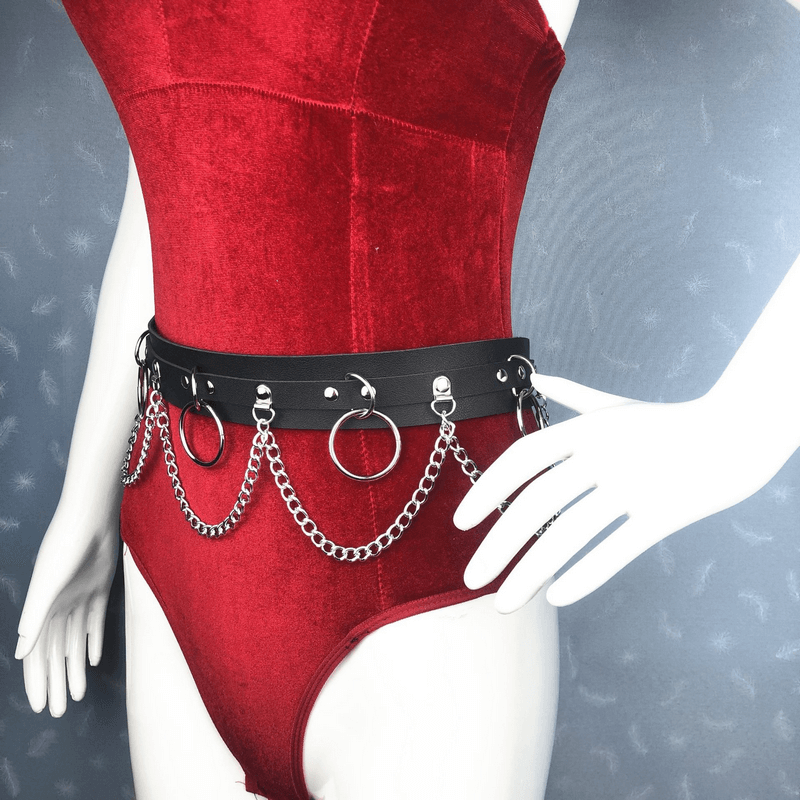 Sexy Women's Belt with Rings and Chains / Fashion Body Accessories