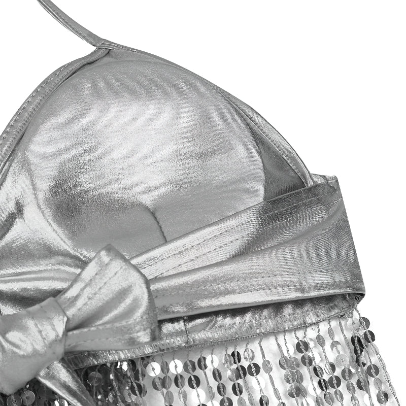 Sexy Women's Fashion Shiny Bra Top with Sequins / Crop Belly Dance Top