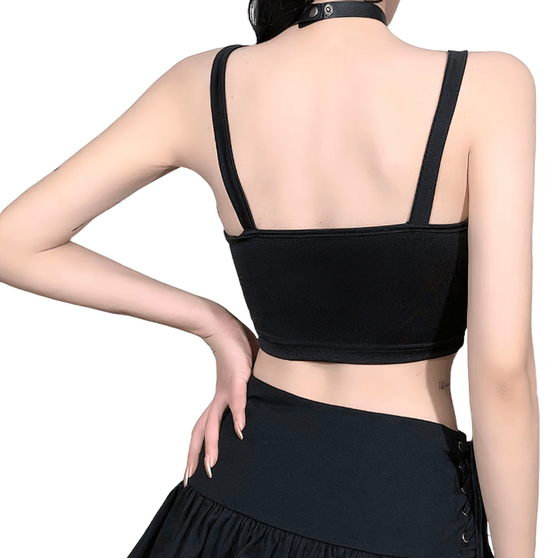 Sexy Women's Grunge Crop Top / Gothic Style Sleeveless Corset Chain Top