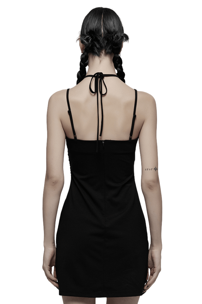 Sexy Women's Halter Neck Drawstring Bodycon Mini Dress