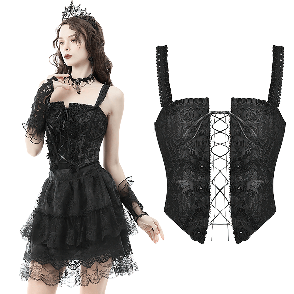 Sexy Women's Lace Up Corset with Bead Detailing