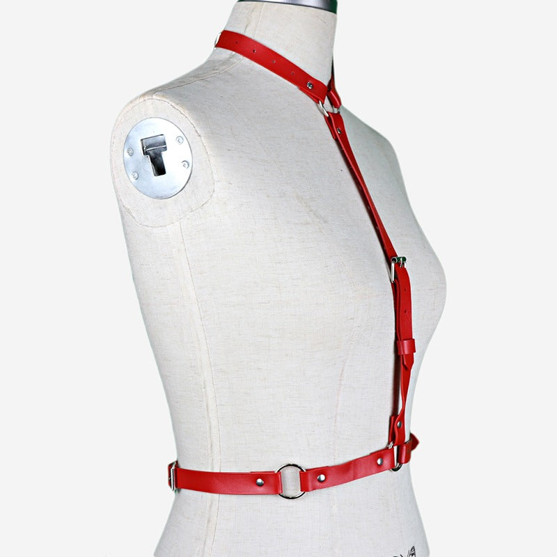 Sexy Women's Leather Body Harness / Adjustable Body Bondage