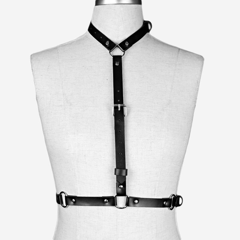 Sexy Women's Leather Body Harness / Adjustable Body Bondage