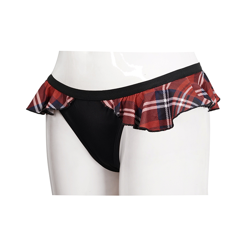 Sexy Women's Swimming Trunks with Scottish Check Ruffles / Grunge Bottoms