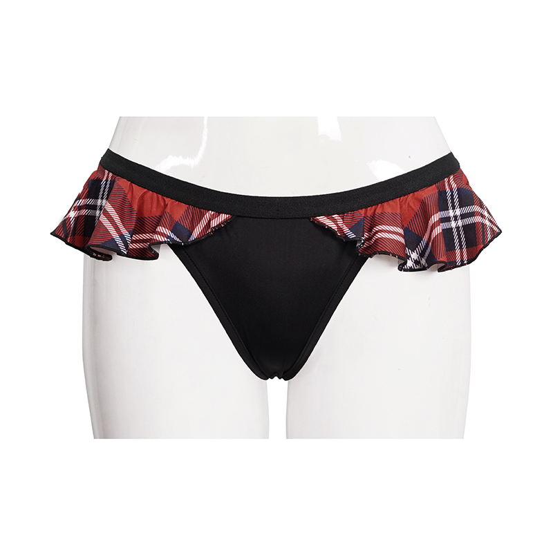 Sexy Women's Swimming Trunks with Scottish Check Ruffles / Grunge Bottoms
