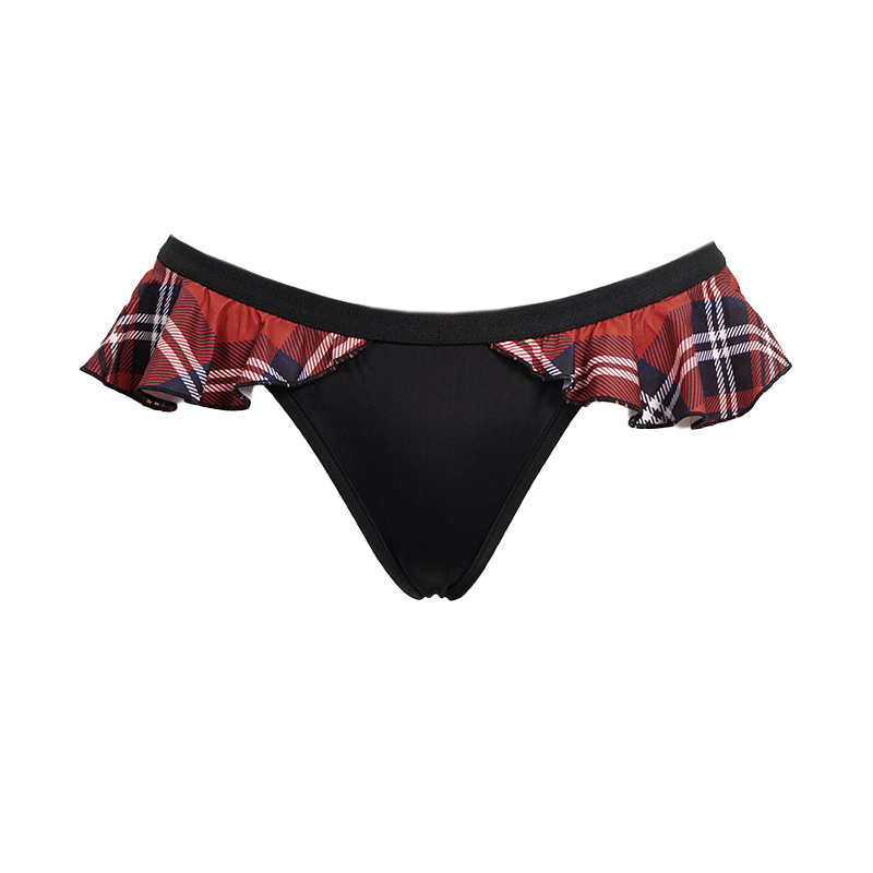 Sexy Women's Swimming Trunks with Scottish Check Ruffles / Grunge Bottoms