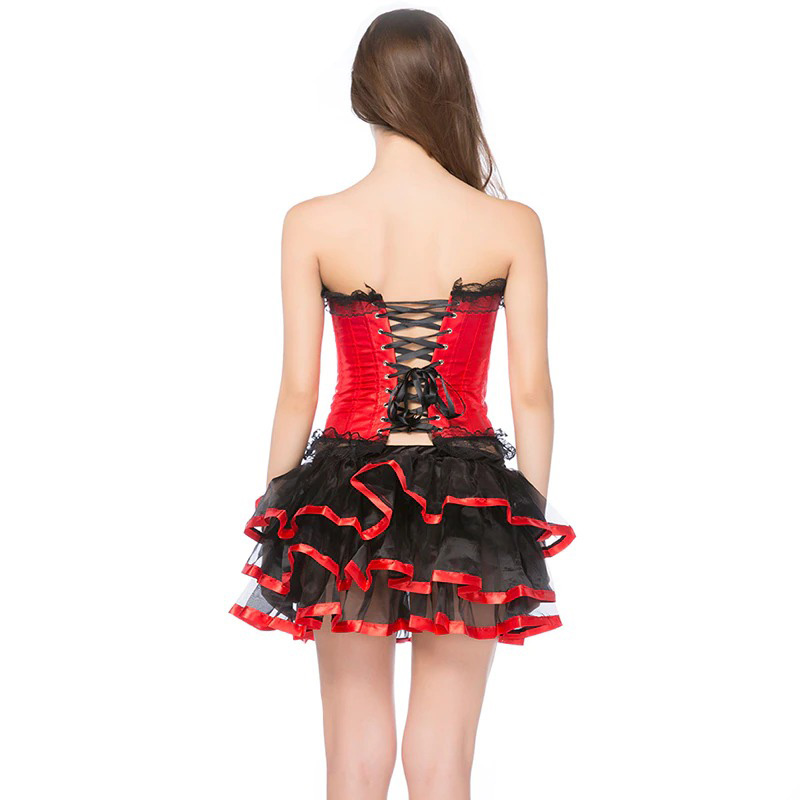 Sexy Women's Two Piece Dress / Fashion Corset and Mini Skirt with Lace