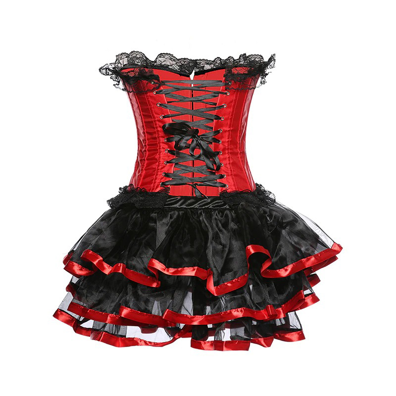 Sexy Women's Two Piece Dress / Fashion Corset and Mini Skirt with Lace