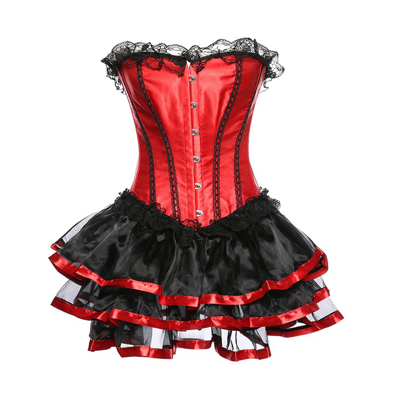 Sexy Women's Two Piece Dress / Fashion Corset and Mini Skirt with Lace
