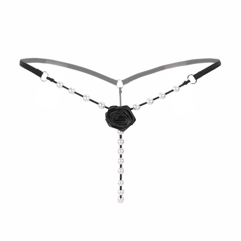 Sexy Women's Underwear / Attractive Open Beading Flower G-String Thong