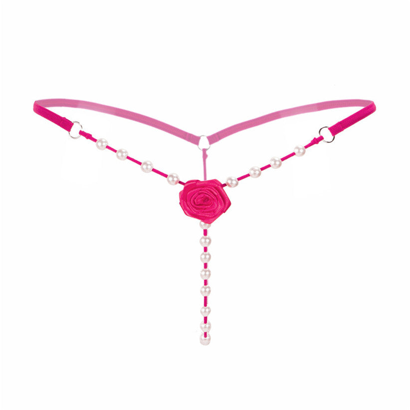 Sexy Women's Underwear / Attractive Open Beading Flower G-String Thong