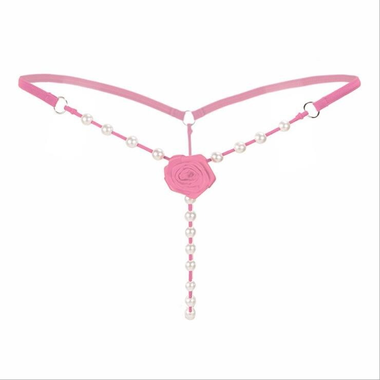 Sexy Women's Underwear / Attractive Open Beading Flower G-String Thong